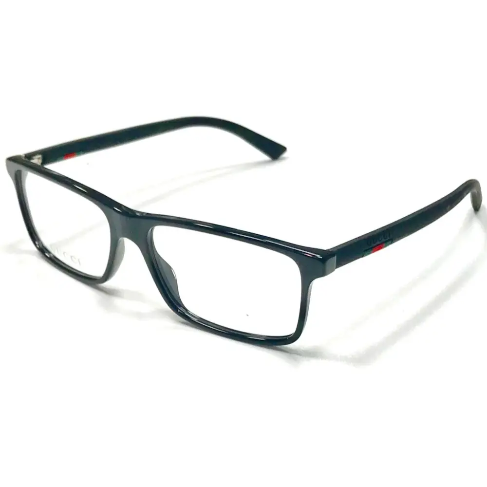 Occhiali da vista Gucci GG0424O 001 rettangolari blu con logo rosso e bianco