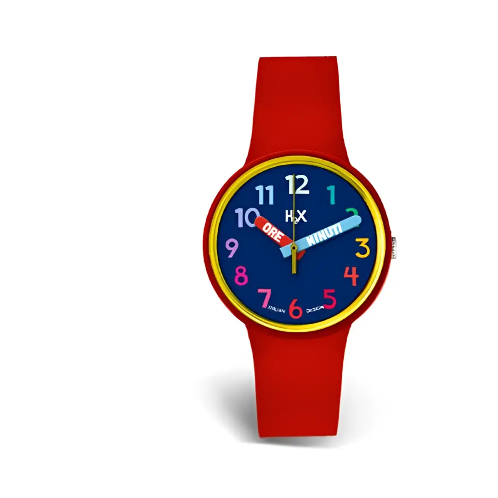Orologio H2X bambino e bambina colorato in silicone rosso con numeri vivaci