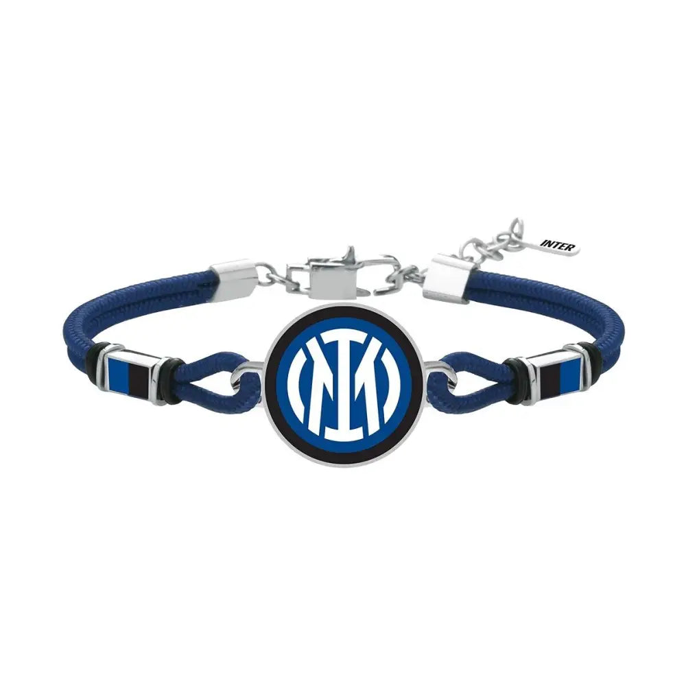 Bracciale Inter in corda blu e acciaio con logo centrale B-IB004UAB