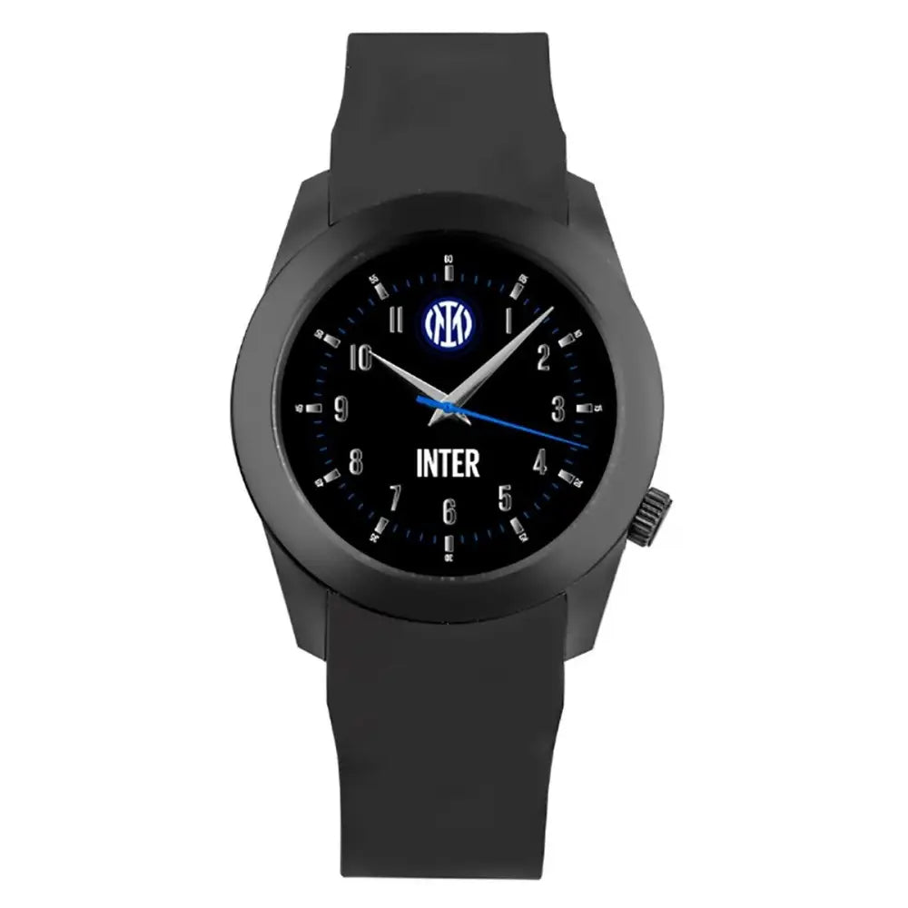 Orologio analogico Inter FC nero in silicone con stemma e accenti blu
