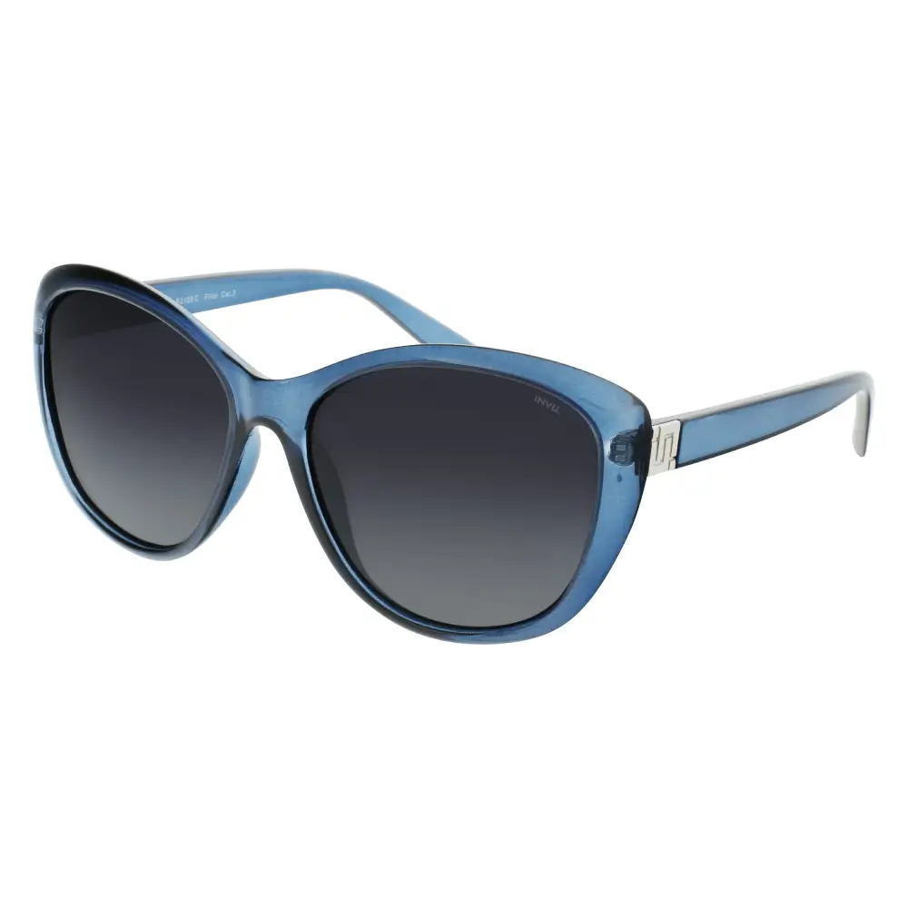 Occhiali da sole donna Invu B2128C: gatto blu con lenti gradienti e argento