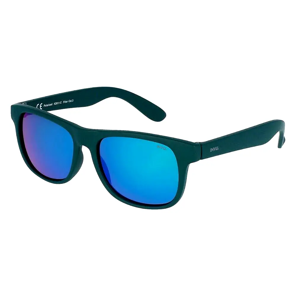 Occhiali da sole Invu unisex bambino K2011C polarizzati ultra verdi e blu mirrored opachi