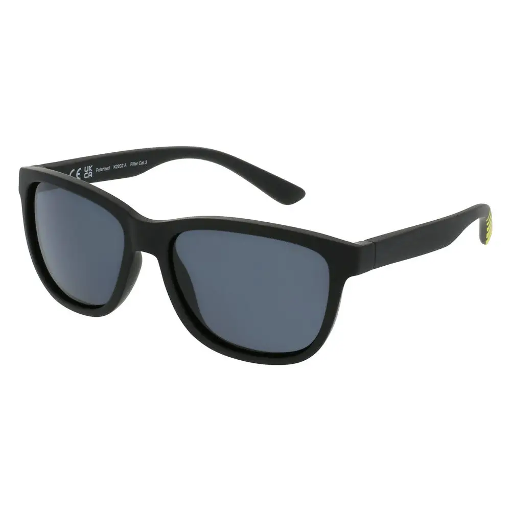 Occhiali da sole Invu K2202A unisex bambino, neri rettangolari con accenti verdi opachi