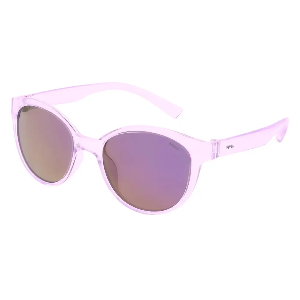 Occhiali da sole INVU K2204C per bambina, rosa cat-eye con lenti marroni polarizzate e accenti bianchi
