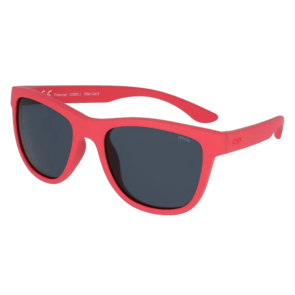 Occhiali da sole INVU K2800J rossi opachi con lenti scure e logo bianco