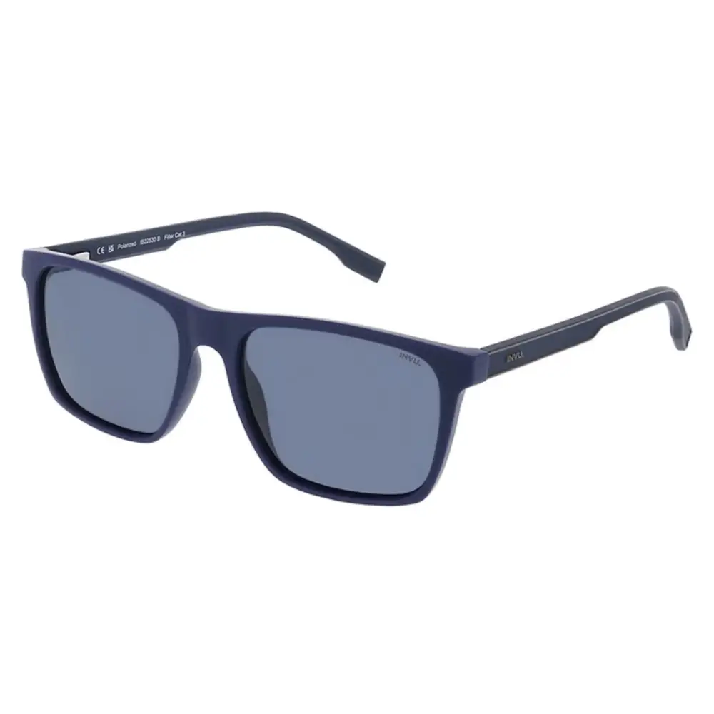 Occhiali da sole INVU rettangolari blu con lenti scure polarizzate ultra matte IB22530B