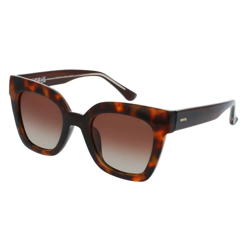 Occhiali da sole donna INVU tortoishell e neri quadrati con lenti gradienti polarizzate IB22426B