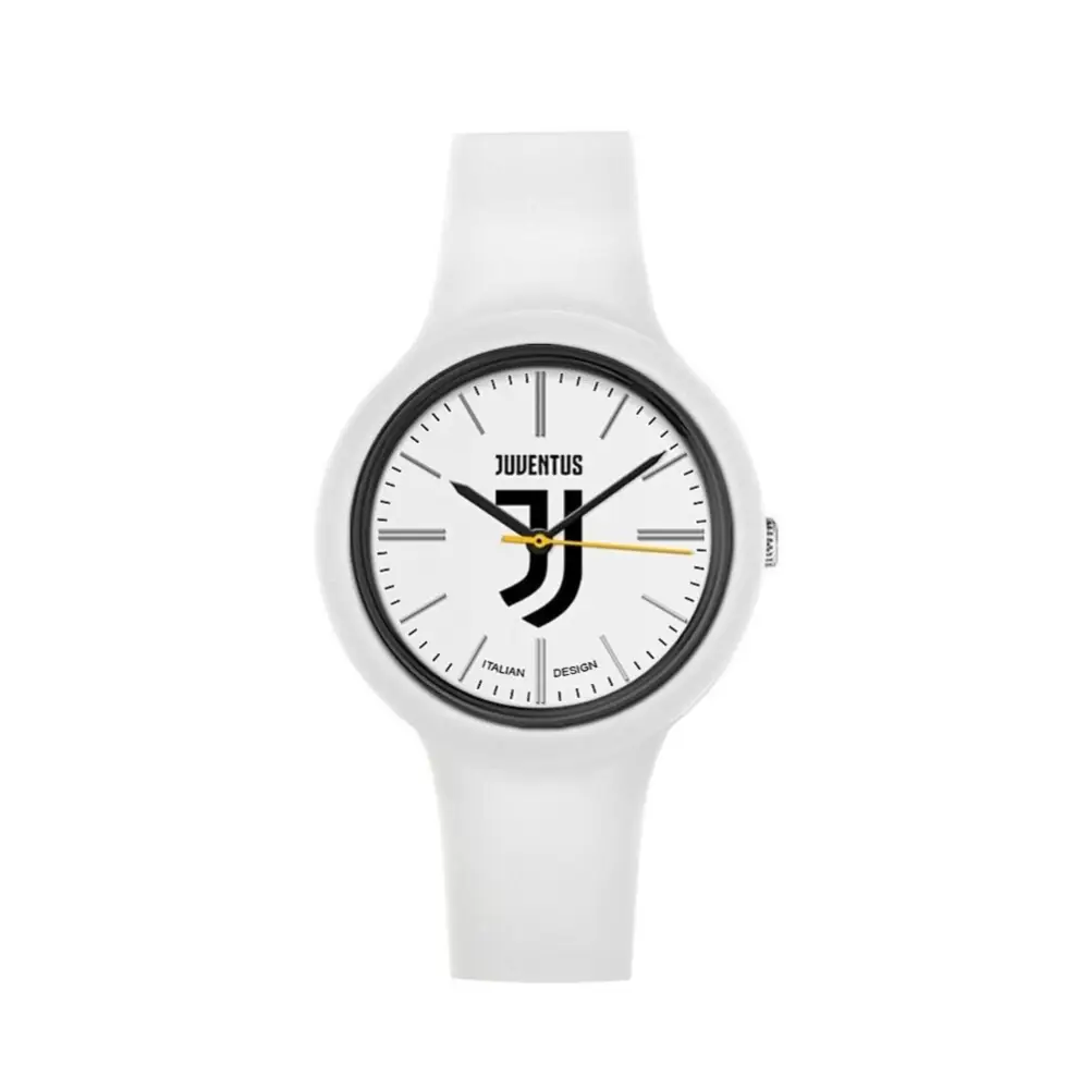 Orologio Juventus FC analogico bianco con accenti neri e oro, cinturino in silicone