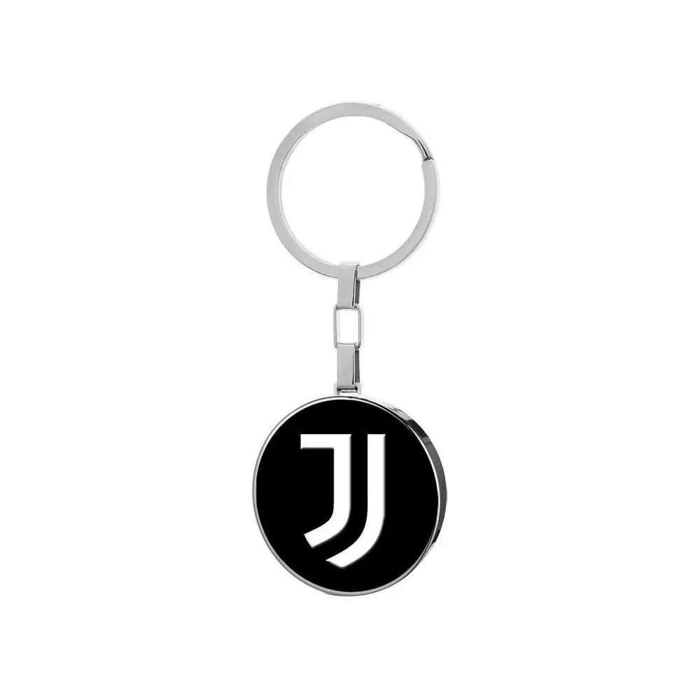 Portachiavi ufficiale Juventus FC in bianco e nero con stemma circolare