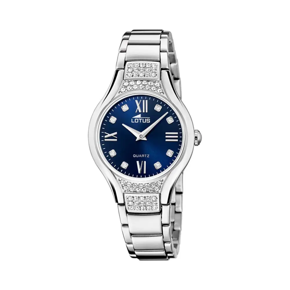 Orologio da donna Lotus Orologio Solotempo in argento con quadrante blu e cristalli 18910/4