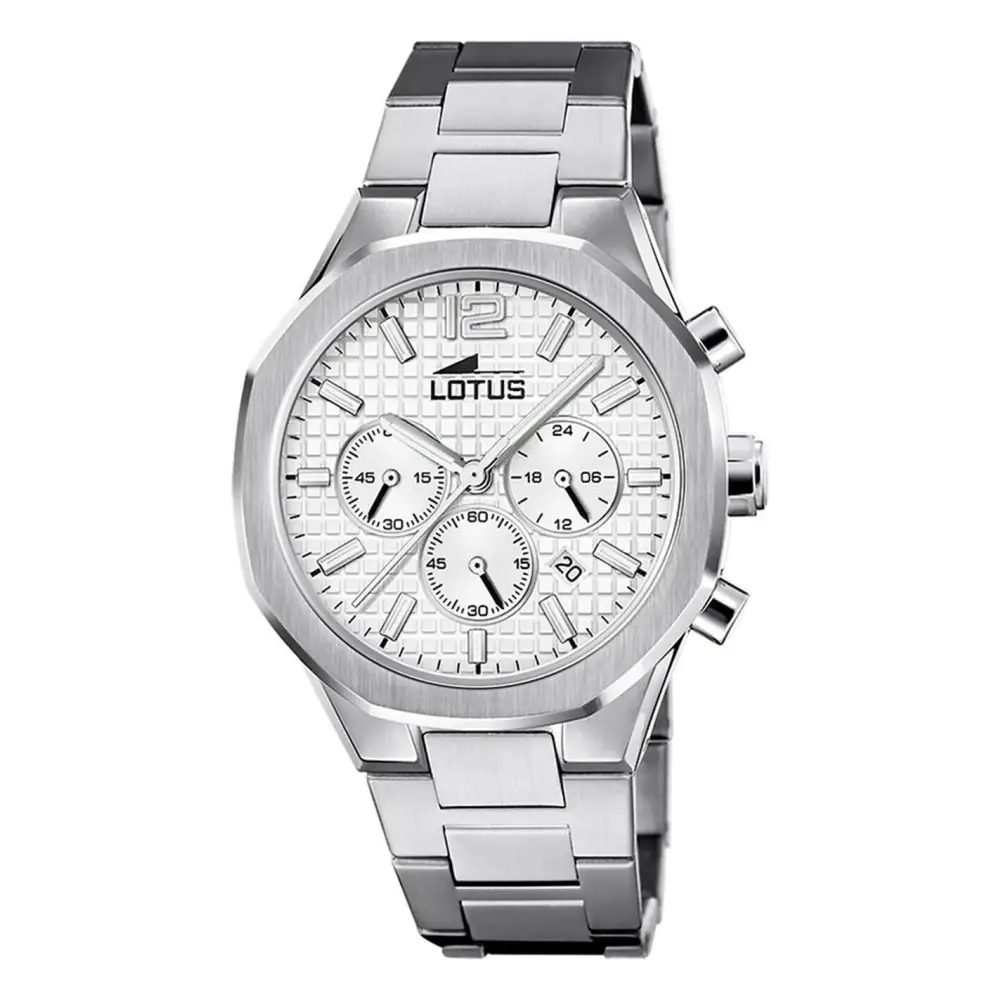 Orologio cronografo Lotus Orologio Uomo Chrono 18847/1 in argento con quadrante testurizzato e bracciale in acciaio inossidabile
