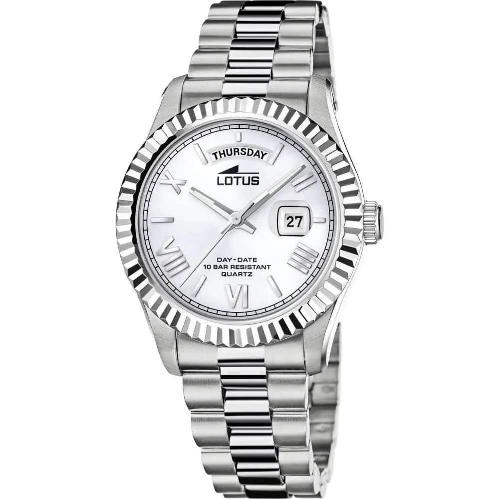 Orologio da uomo Lotus Orologio Uomo Day/Date 18854/1 con quadrante bianco e datario