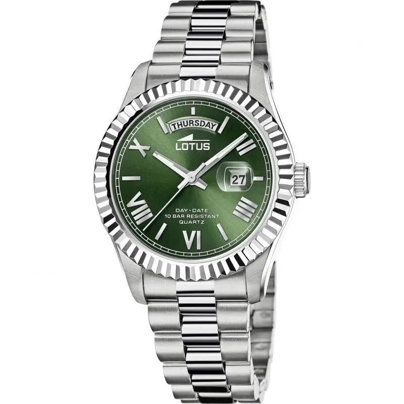 Orologio da uomo Lotus Orologio Uomo Day/Date 18854/3 verde e argento con numeri romani
