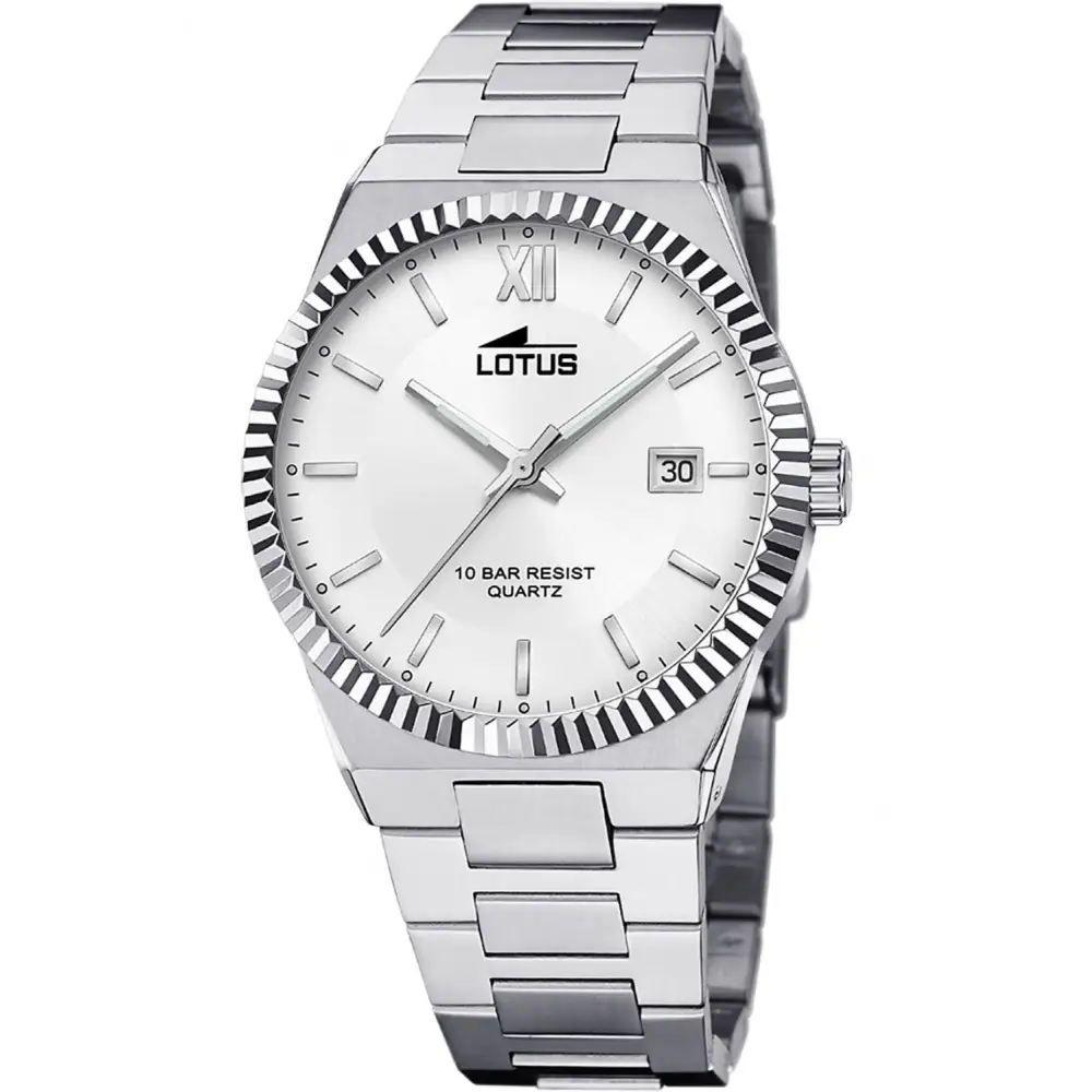 Orologio Lotus uomo Solotempo 18835/1 argento con quadrante bianco e datario
