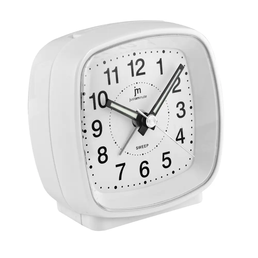 Orologio sveglia Lowell bianco analogico con luce, snooze e suoneria