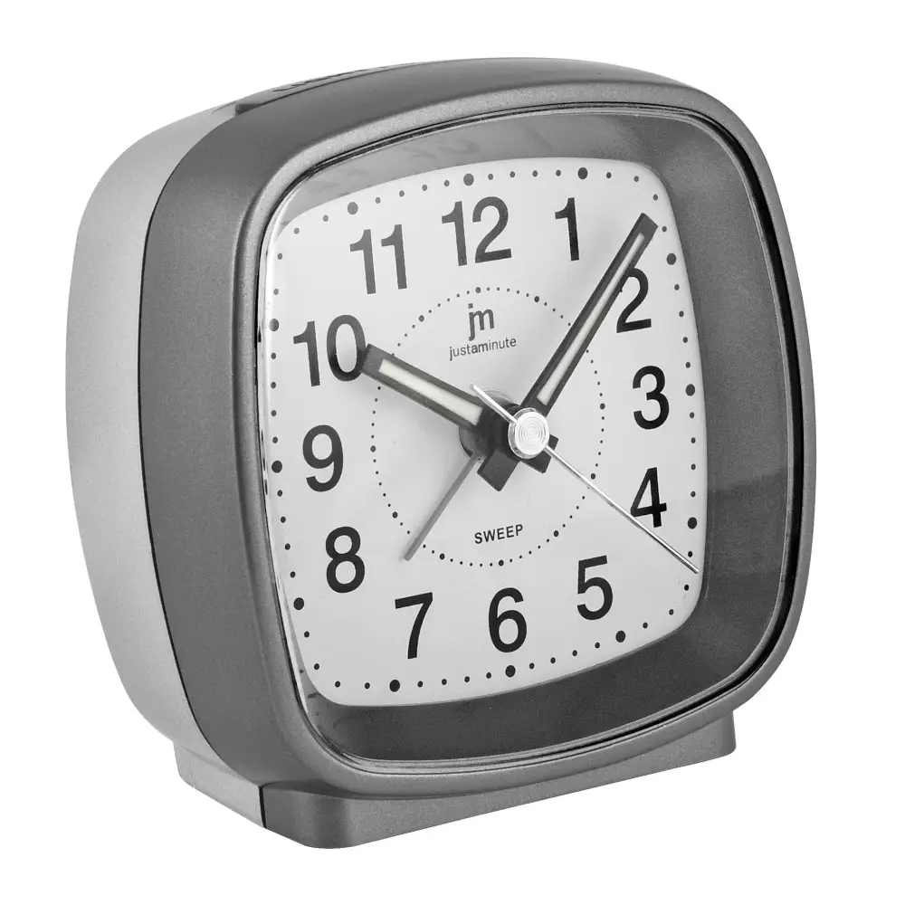 Orologio sveglia analogico Lowell Sveglia JA7010G argento quadrato minimalista con luce snooze e suoneria