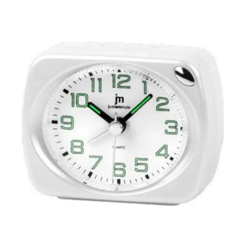 Orologio sveglia analogico Lowell JA7086F bianco minimalista con lancette verdi