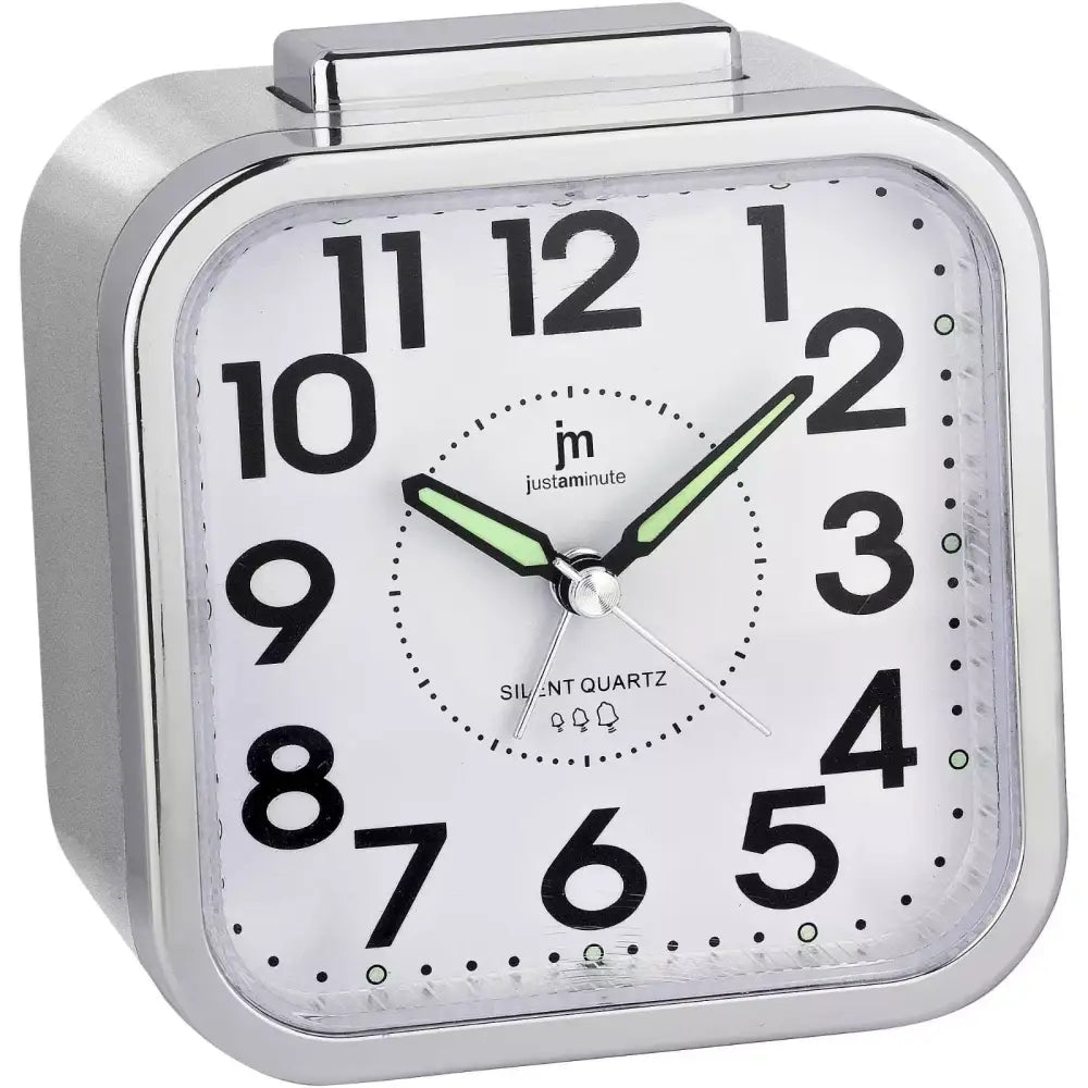 Orologio sveglia Lowell quarz analogico silver con luce snooze e suoneria silenziosa