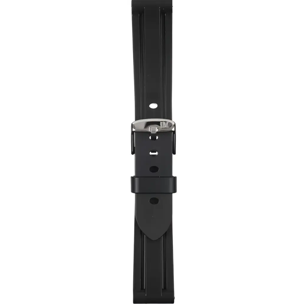 Cinturino Morellato Mariner in gomma nera con fibbia argento, ansa 20