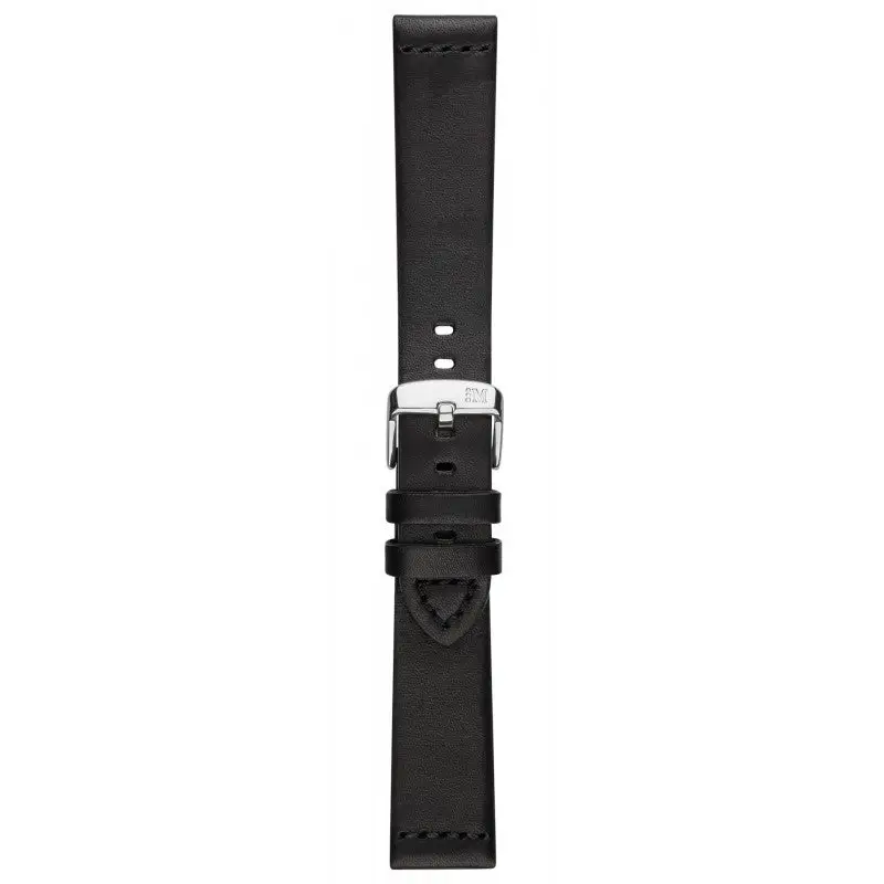 Cinturino Morellato Bramante in pelle nera con fibbia argento, ansa 24