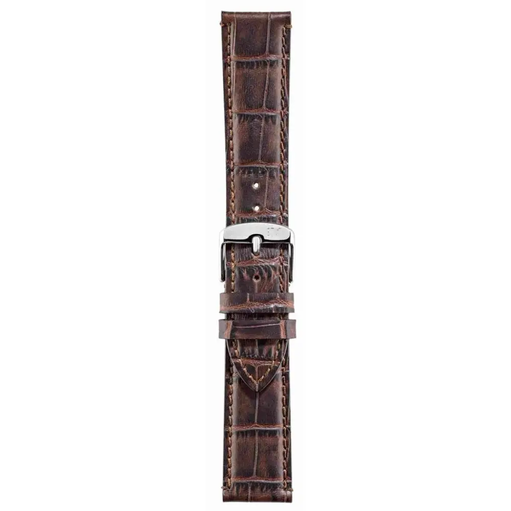 Cinturino Morellato in pelle alligatore marrone scuro con fibbia argento