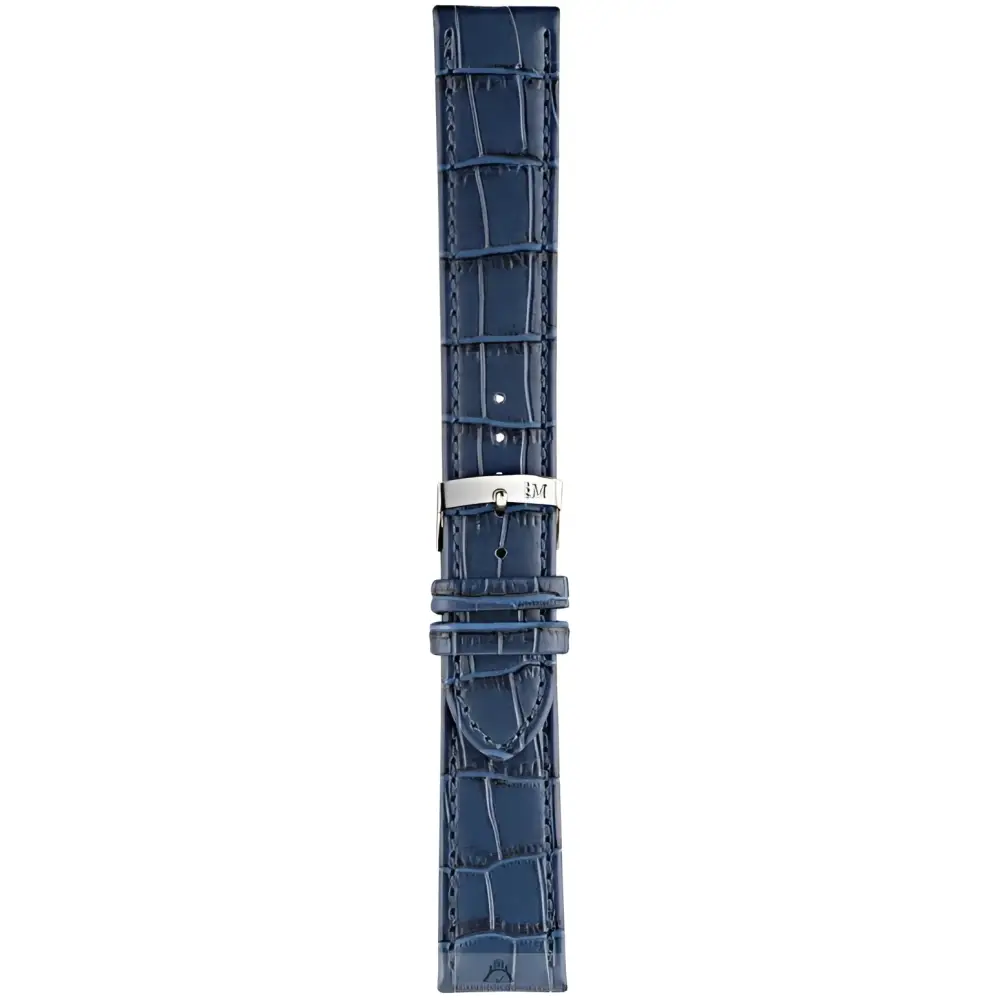 Cinturino Morellato Juke in pelle alligatore blu con fibbia argento