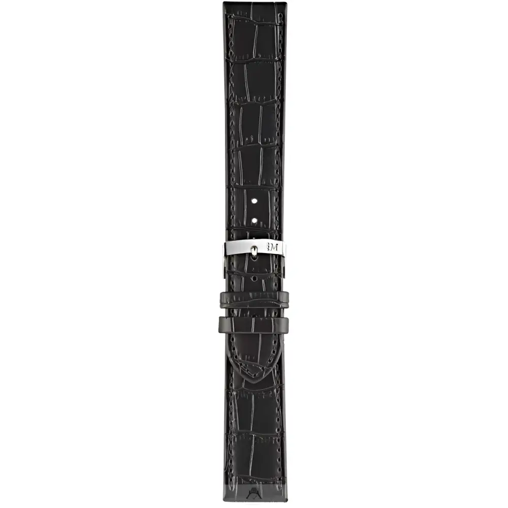 Cinturino Morellato Juke in pelle nera stampa alligatore con fibbia argento