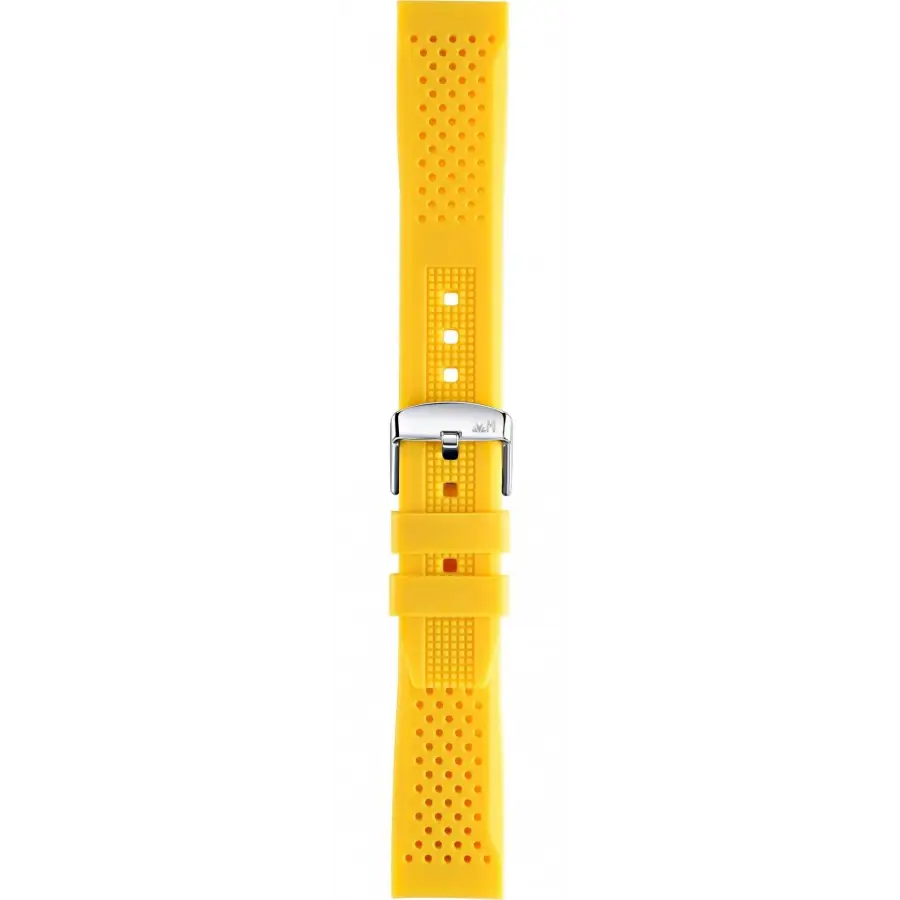Cinturino Morellato Linea Sile in silicone traforato giallo con fibbia argento