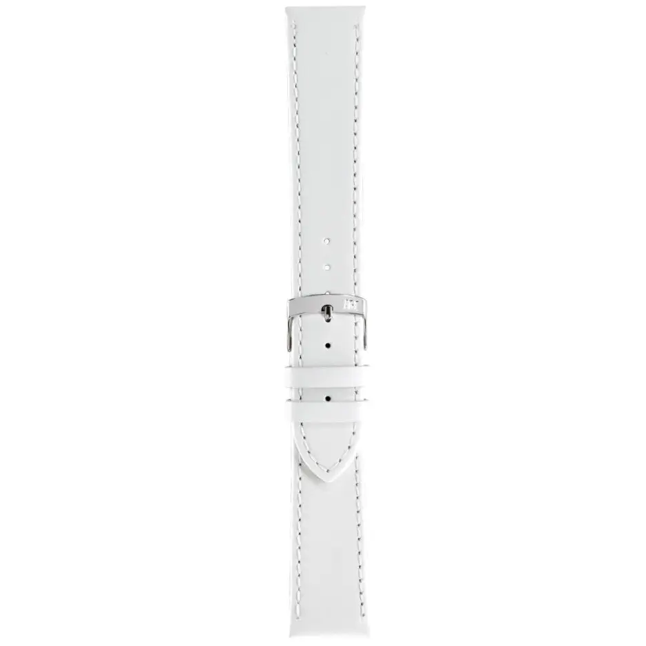 Cinturino Morellato Sprint in pelle liscia bianca con fibbia argento e stitching