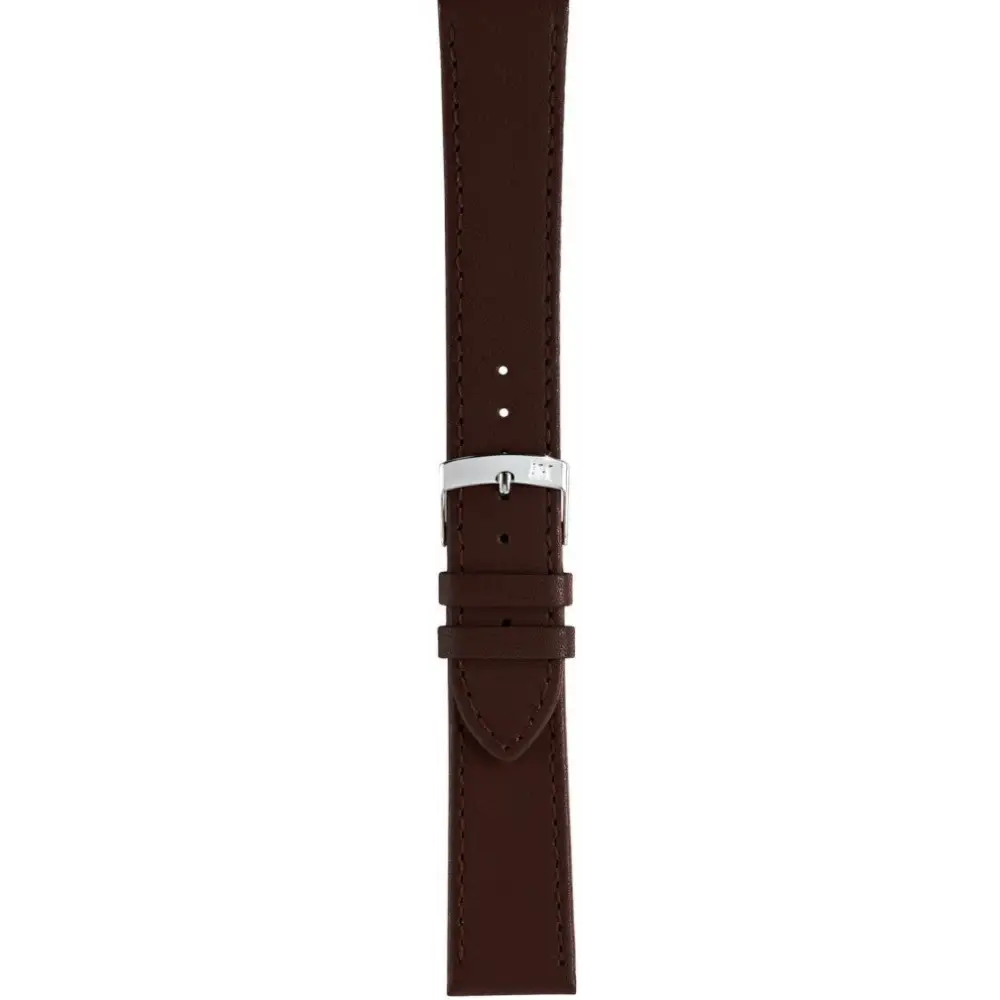 Cinturino Sprint Morellato in pelle liscia testa di moro con fibbia argento e cuciture