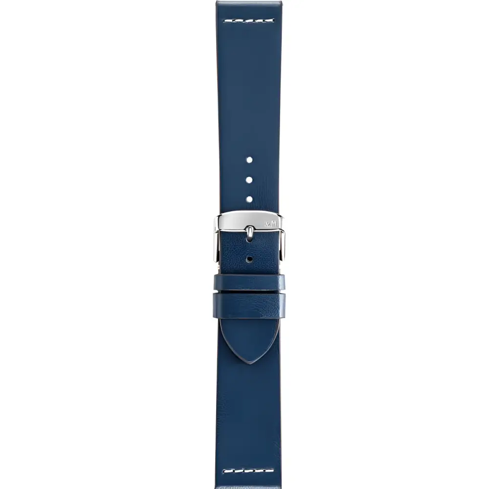 Cinturino Morellato Paros blu in cuoio riciclato, fibbia argento 22 mm