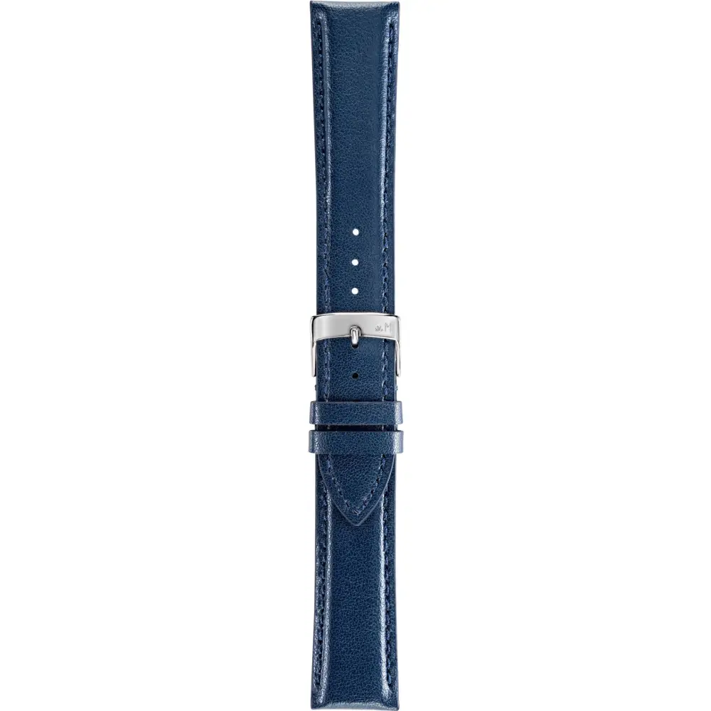 Cinturino Morellato Naxos blu in cuoio riciclato 22 mm con fibbia argento