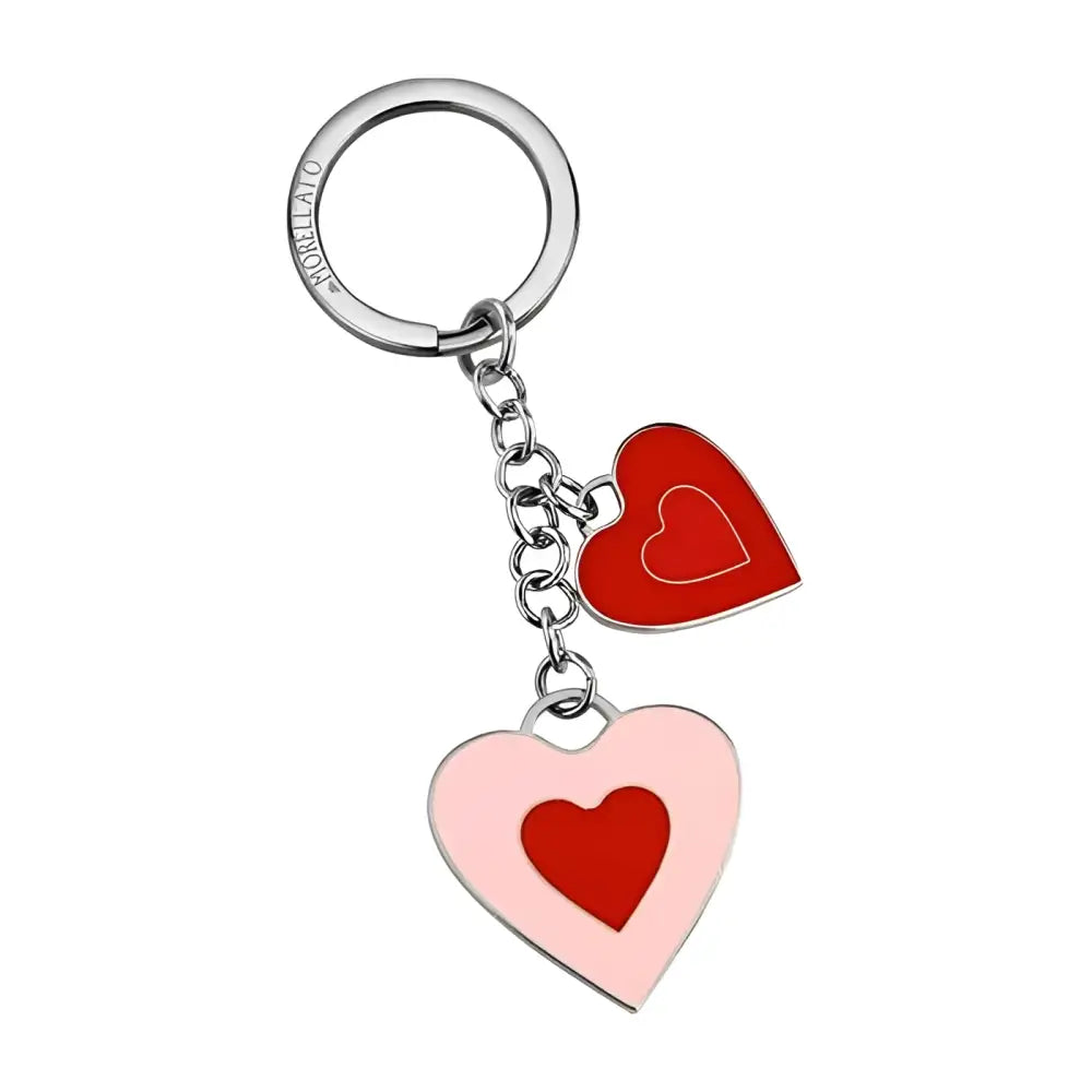 Portachiavi Morellato Love SD8526 cuore rosa con cuori rossi e catena argento