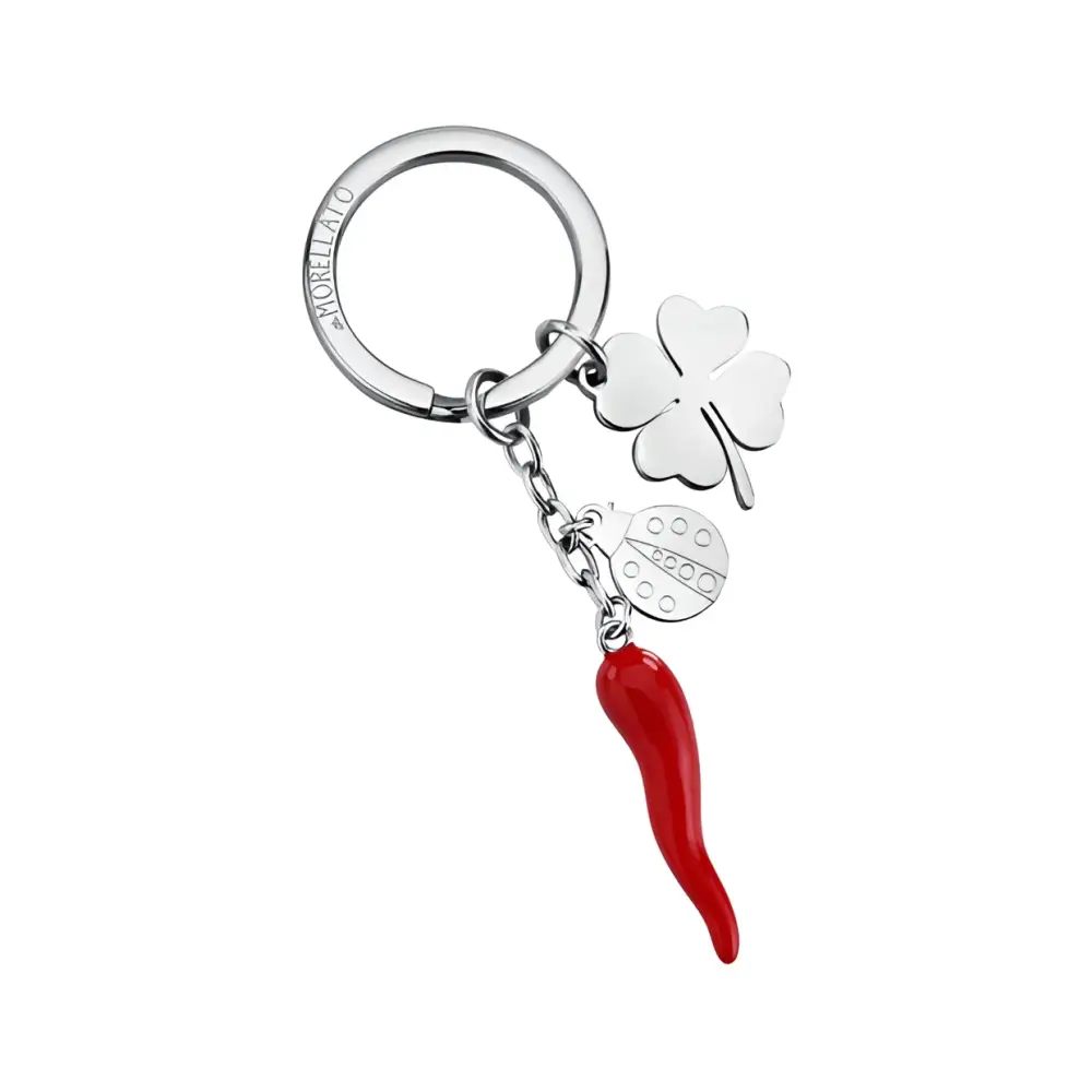 Portachiavi donna Morellato peperoncino rosso con quadrifoglio
