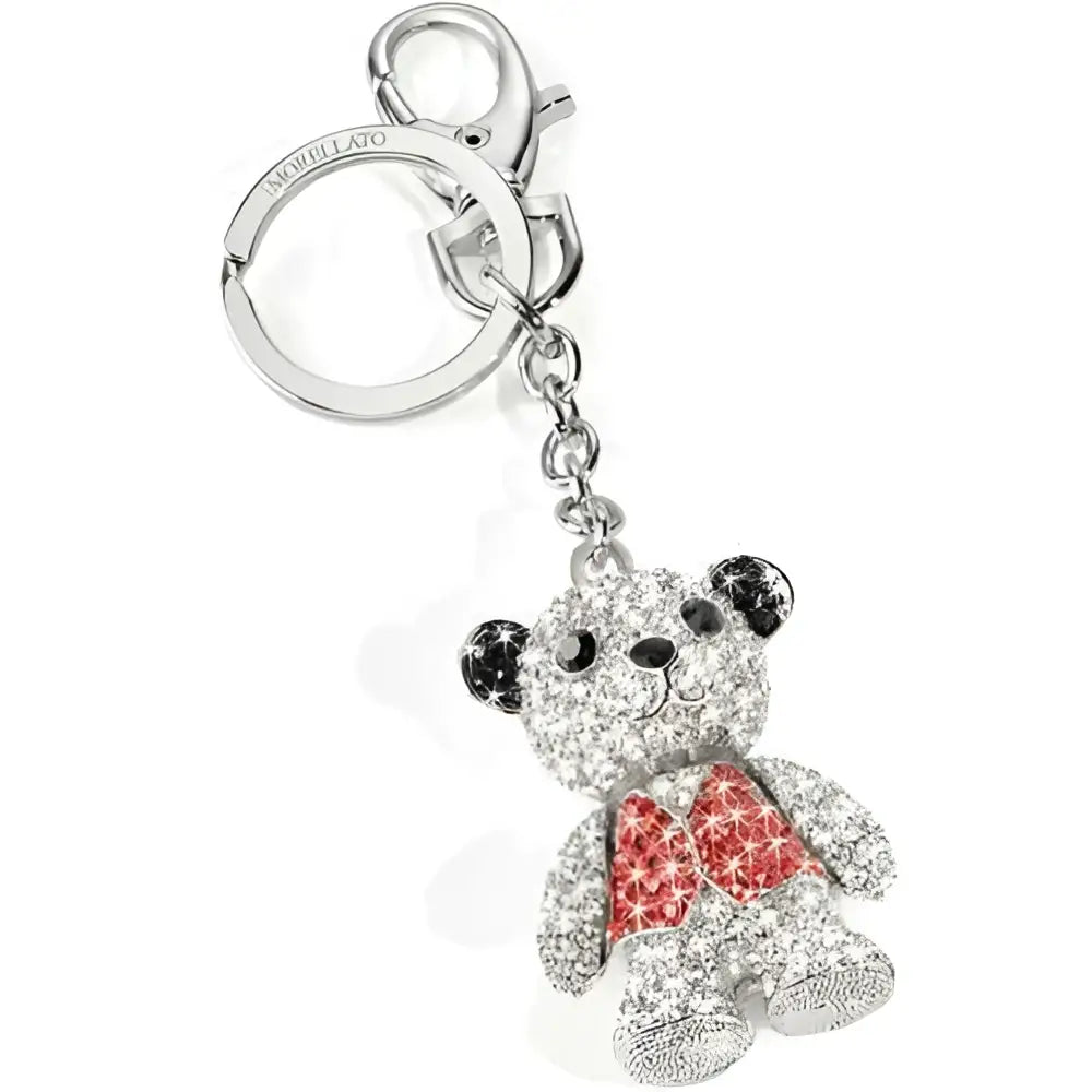 Portachiavi Morellato Magic Teddy Charm orsetto con cuore rosso, accenti argento e strass