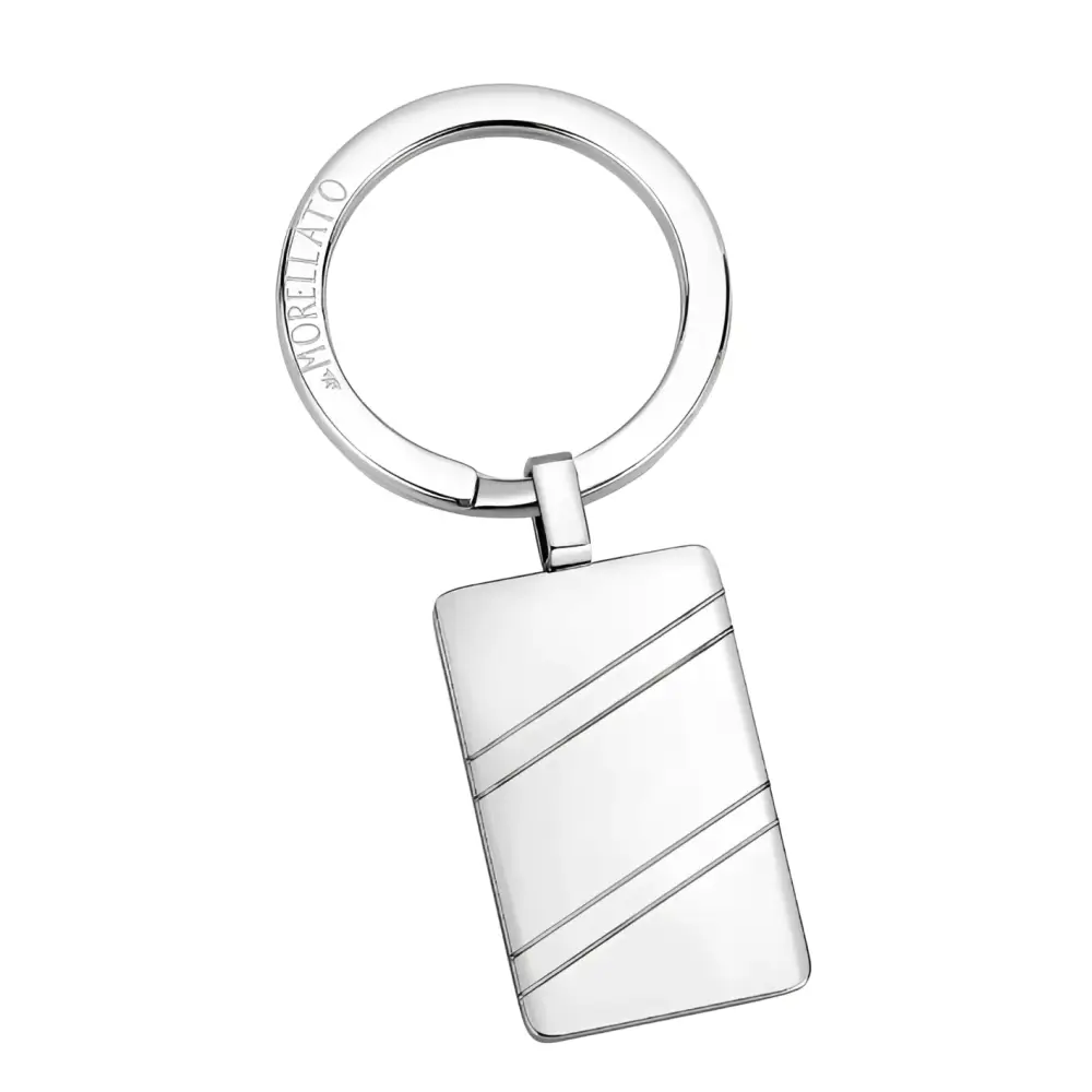 Portachiavi Morellato Classic SU3076 in argento rettangolare con strisce diagonali
