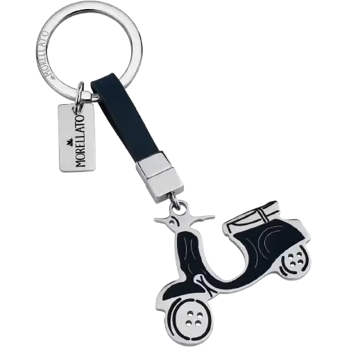 Portachiavi Morellato Uomo Corsa SU8301 Vespa in argento con cinghia pelle nera