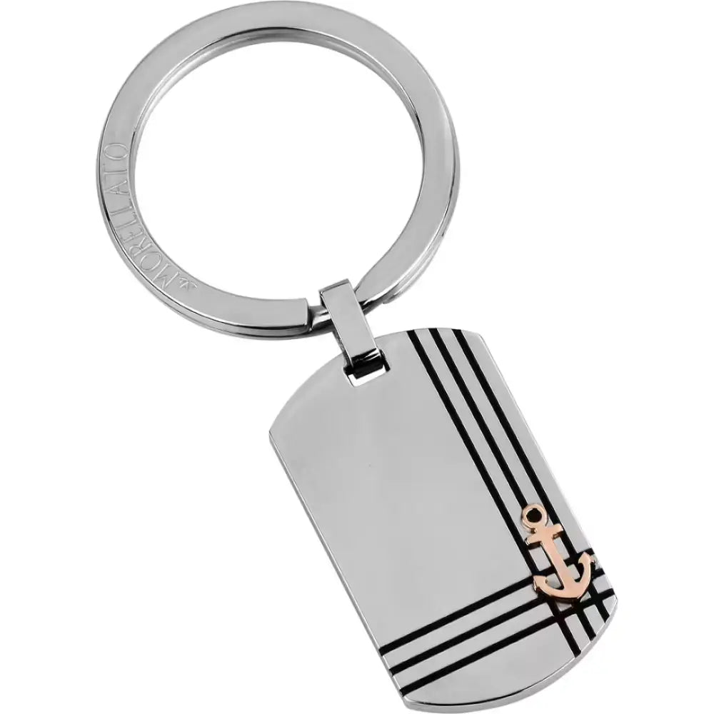 Portachiavi Morellato Marine SU3083 Ancora argento con strisce nere e accenti oro rosa