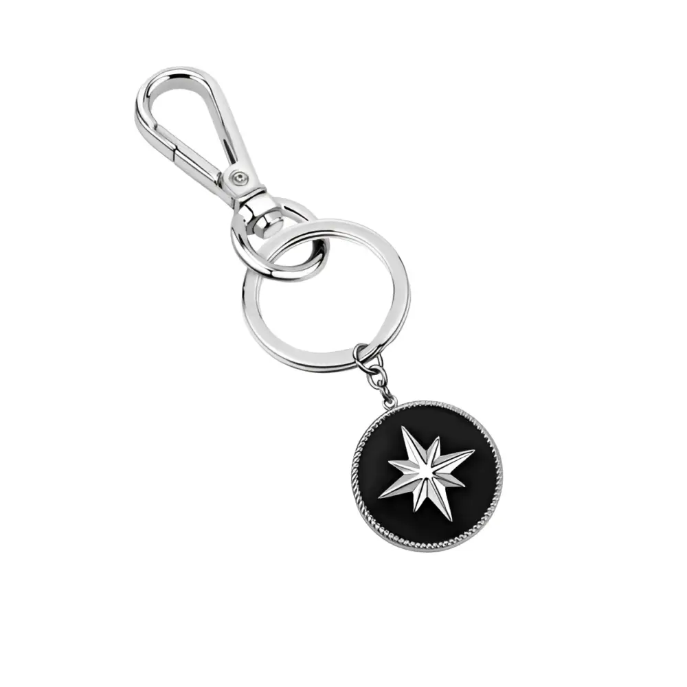 Portachiavi Morellato Marine SU3094 Rosa dei Venti in nero e argento