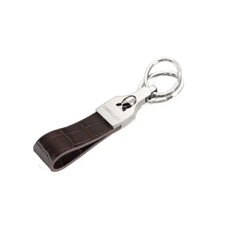 Portachiavi Morellato Prestige in pelle marrone con pattern coccodrillo e argento