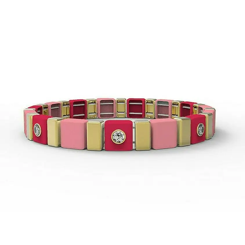 Bracciale donna OpsObjects link rosa oro con diamante centrale