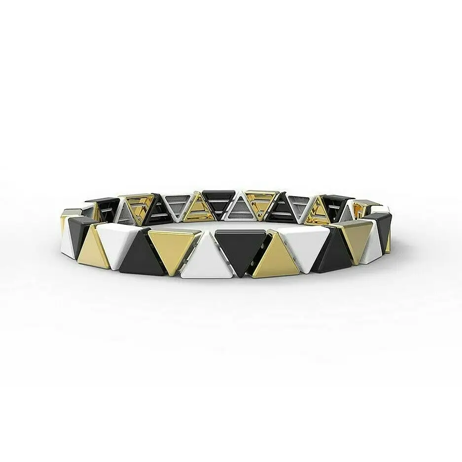 Bracciale donna OpsObjects triangolare oro argento con accenti neri