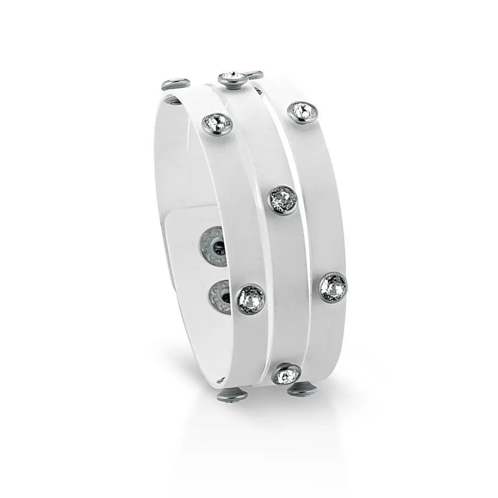 Bracciale Opsobjects OPS!STARLIGHT OPSBR-555 in pelle bianca con borchie