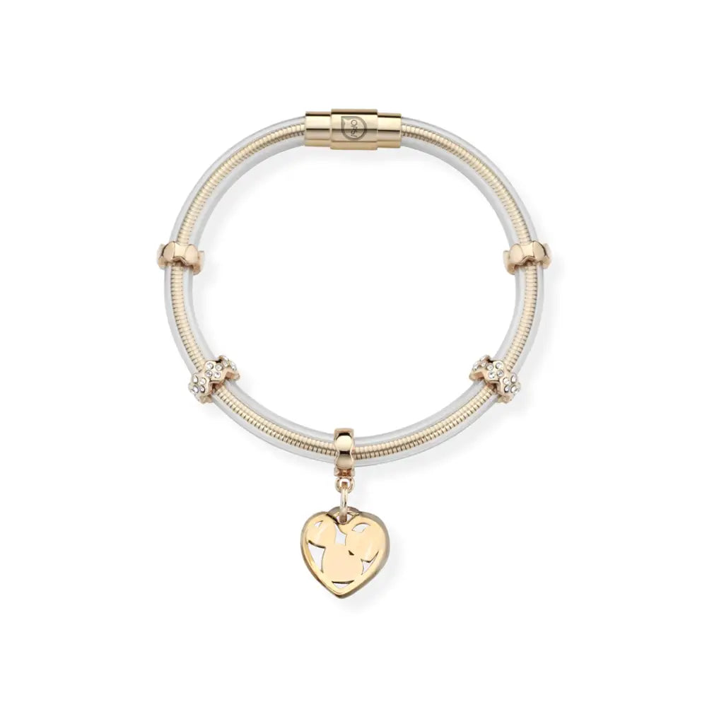 Bracciale Opsobjects OPSBR-495 con charm cuore oro 18k e catena serpente argento