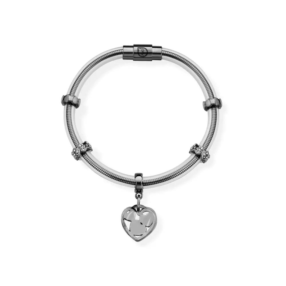 Bracciale Opsobjects OPSBR-497 con cuore argento e catena serpente nera