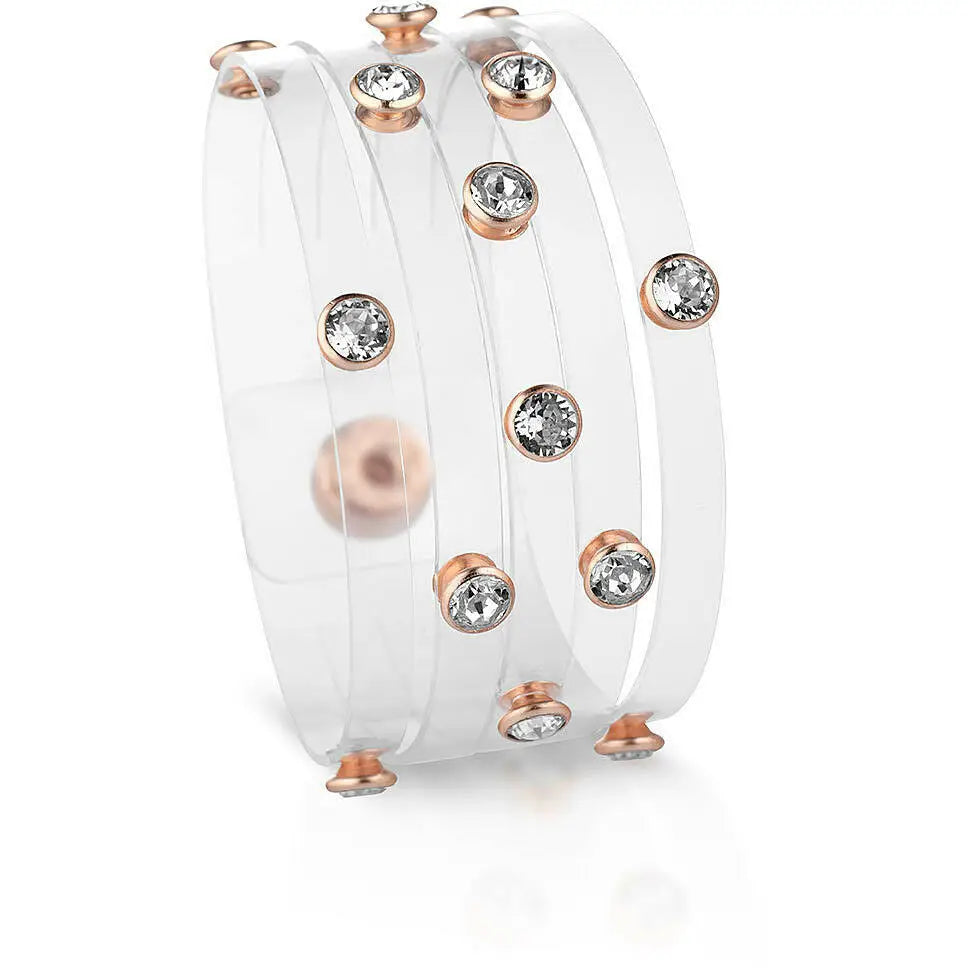 Set bracciale bianco Opsobjects OPSBR-541 con perle, cristalli e accenti oro rosa