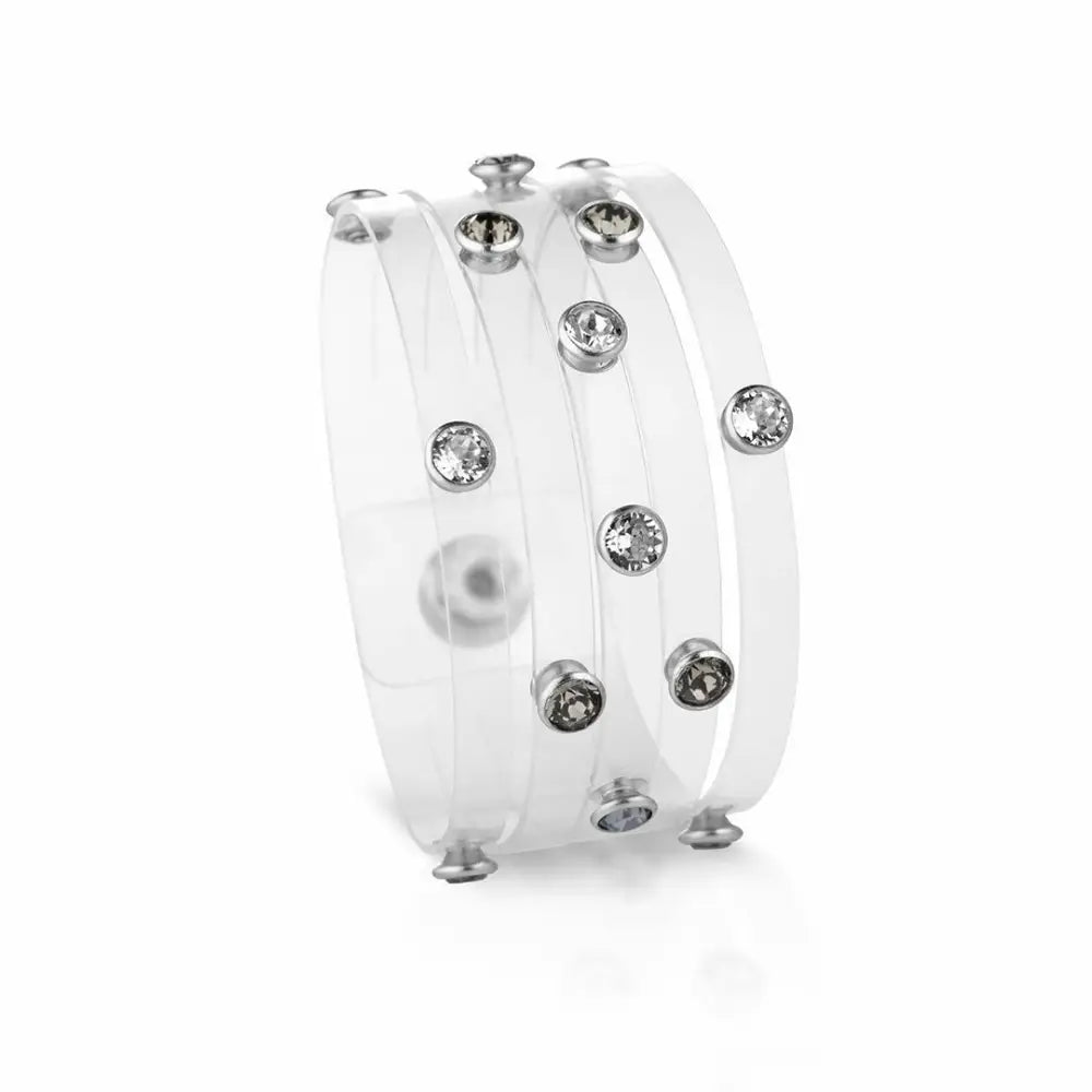 Bracciale OpsObjects OPSBR-546 Grigio bianco e argento con gemme trasparenti