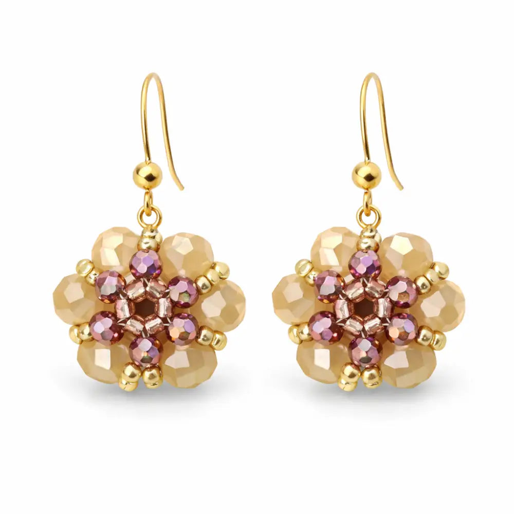 Orecchini artigianali Aurora con cristalli sfaccettati dorati