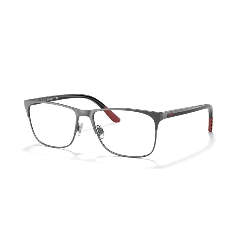 Occhiali da vista Polo Ralph Lauren PH1211 rettangolari in gunmetal con accenti rossi