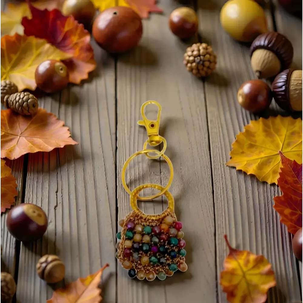 Portachiavi handmade Pochette di Luce con cristalli sfaccettati colorati